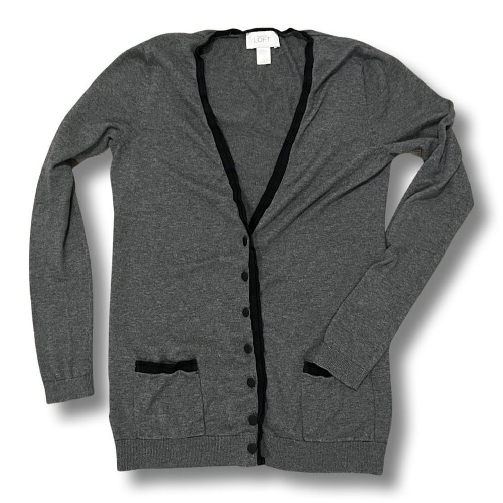 LOFT Gray Lightweight Cardigan Size S